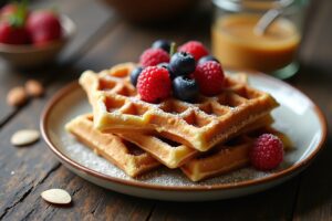 Waffeln mit Mandelmus Toppings