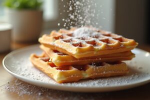 Waffeln mit Puderzucker-Topping
